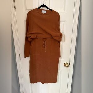 Apparalel 2-piece Sweater Skirt Set - Cozy Brown Sweater and Skirt Set